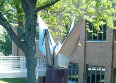 Steel Sculpture-Origami Inspired Large Crane-Stoughton, WI