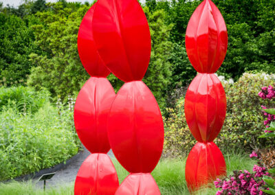 Red Inflated Steel Totems Sculpture