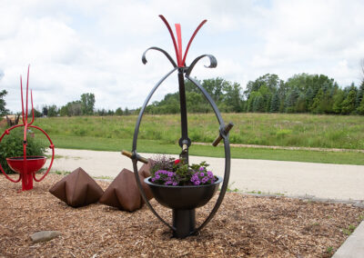 Silver with Red Accents - 58" Height